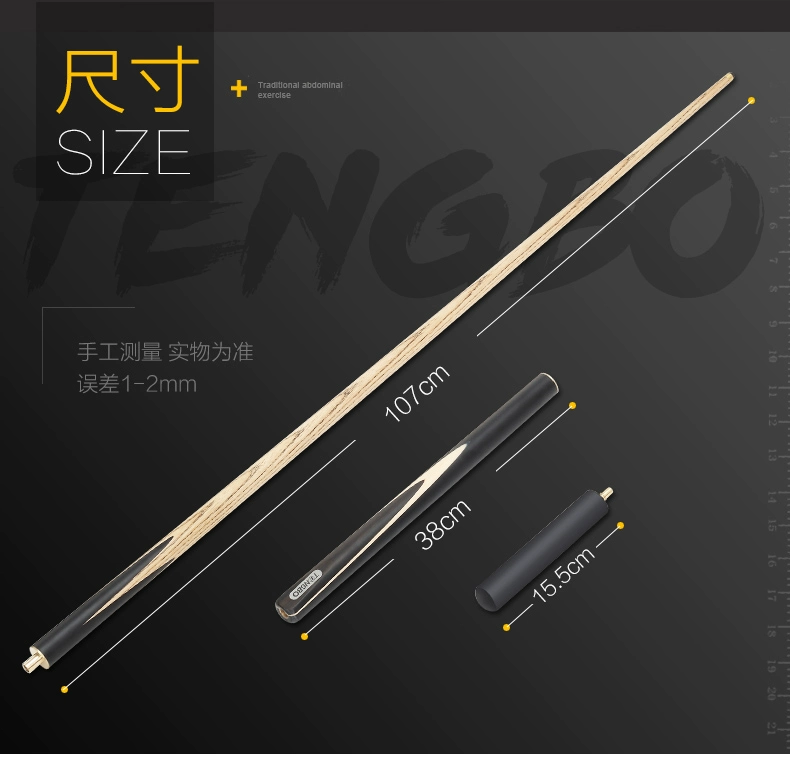 Tengbo hồ bơi cue đầu nhỏ snooker tiêu chuẩn đen 8 thanh bi-a đôi phần dài đặt để gửi phụ kiện