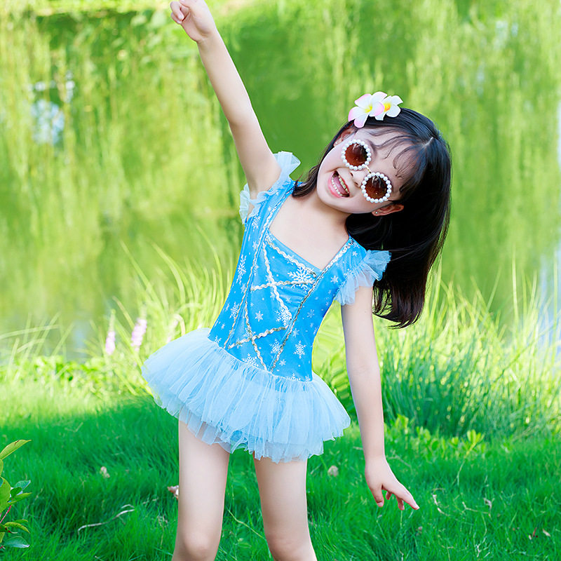 Ice Princess Dress Children's Swimsuit One-Piece Foreign Air Baby One Year Old Princess Skirt Swimsuit Summer Girls Swimsuit