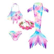 Kids new swimsuit girls fish tail princess skirt girls mermaid three-piece outfit bikini swimsuit