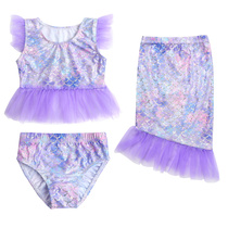 Mermaid kids swimsuit girl cute fish tail baby girl split swimsuit princess dress set girl summer