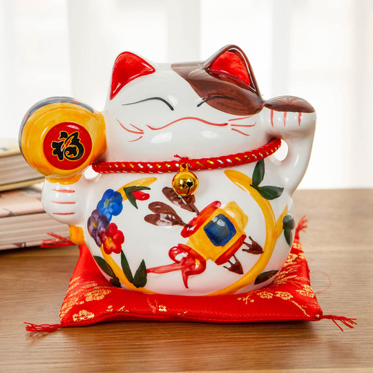 Lucky cat ornaments front desk home office cashier ceramic fortune cat promotion opening gift mini genuine