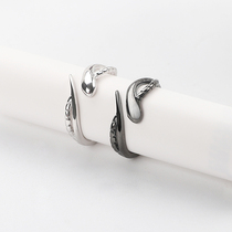Rope snake ring Couple ring Female and male pair Bridge of sighs kiss ring Inseparable pair ring Sterling silver tail ring
