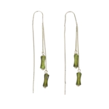 Зеленые бамбуковые модные ретро изысканные серьги, серебро 925 пробы, яркий броский стиль, 2022, в западном стиле