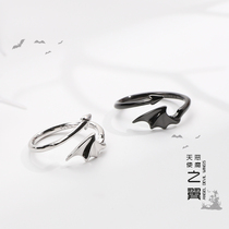  Angel demon ring A pair of 520 gift couple ring S925 sterling silver male and female students personalized tail ring living mouth