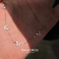 S925 sterling silver flashing dreamy shattered light butterfly necklace exquisite light luxury niche high-end clavicle necklace as a gift