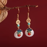 Ретро серьги, браслет с одной бусиной из нефрита, защитный амулет, пряжка, серебро 925 пробы