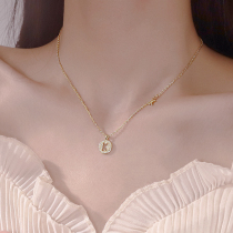 925 sterling silver round letter necklace female design sense simple niche light luxury 2021 New ins tide choker