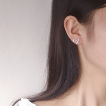 925 silver diamond letter X earrings female simple earrings niche design sense ins Korean version 2021 New Tide earrings