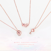  Japanese sterling silver starry sky necklace pendant Dream planet universe rose gold necklace Female glass pink clavicle chain