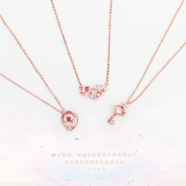 Japan sterling silver star necklace pendant Dream Planet universe rose gold necklace female glass pink choker