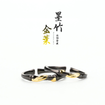 Childhood sweetheart couple ring to ring male sterling silver pair female opening niche design sense simple student black ring