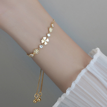 Four-leaf clover bracelet ins niche design 925 sterling silver students Japanese and Korean jewelry female 2021 new girlfriends