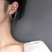 2021 new octagonal star Awn ear chain ear clip female 925 sterling silver flash diamond long tassel earrings stud