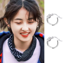 Zhang Zifeng with plain ring earrings 2021 New Tide 925 sterling silver earrings female summer niche earrings earrings