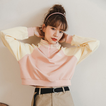 Sportswinewear woman short length sleeve shirt 2021 Fall new Korean version Fashion semi-high collar jacket headcoat