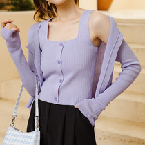 Fashion suit woman 2021 new summer sun protection harness small cardiovert jacket small vest two sets of foreign air