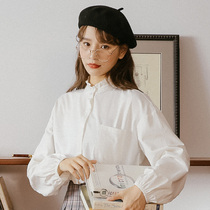 White Lotus Leaf Side Shirt Lining Woman Early Spring 2022 New Long Sleeves Design Sensation Little Chic Spring Dress Blouse