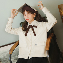 Ant q baby early autumn coat women 2020 new wild solid salt shirt Japanese casual top