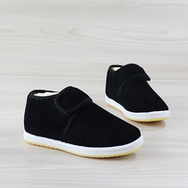 Winter plus velvet cotton shoes men old Beijing cloth shoes Velcro beef tendon non-slip men and women warm shoes home cloth cotton shoes