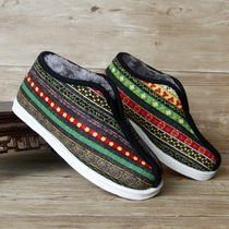 Winter thousand layer bottom cloth bottom mens shoes women home plus velvet thickened retro clam shell warm cotton cotton shoes men