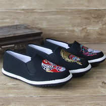 Soft bottom old Beijing embroidery handmade embroidered Xishan cloth shoes womens shoes color ghost social person sharp couple male beef tendon bottom