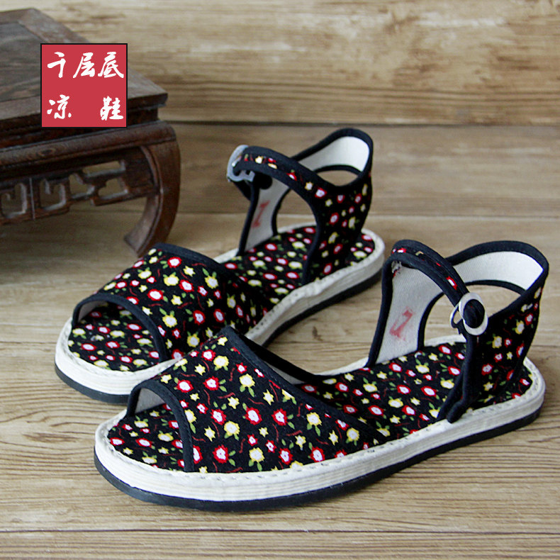 Melaleuca base cloth sandals cloth bottom open-toe sandals Comfortable sweat-absorbing breathable cloth Ladies sandals Womens single shoes autumn and summer