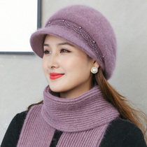 Wool hat children Winter rabbit hair fashion hat mother wool hat middle-aged elderly hat scarf casual warm hat