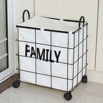 Nordic Iron Art Containing Box Dirty Laundry Basket Clothes Storage Box With Wheel Cloth Art Containing Basket Large Containing Basket large number