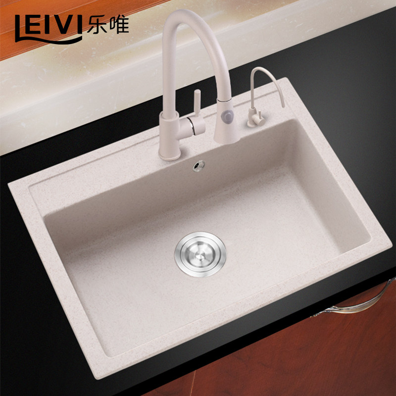 Lewei Quartz Stone Sink Granite Kitchen Thickened Single Sink Kitchen Basin Sink Sink Vegetable Basin Sink Package 550