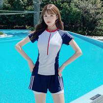 Swimsuit female Conservative 2021 new explosive teenagers belly thin chest student girl split hot spring