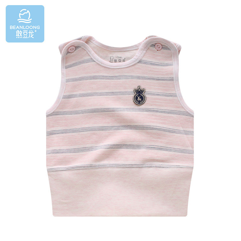 Han Bean Dragon Baby Suede Cotton Single Vest Men And Women Baby Double Switch Shoulder Spring and Autumn Waistcoat Child waistcoat Single blouse