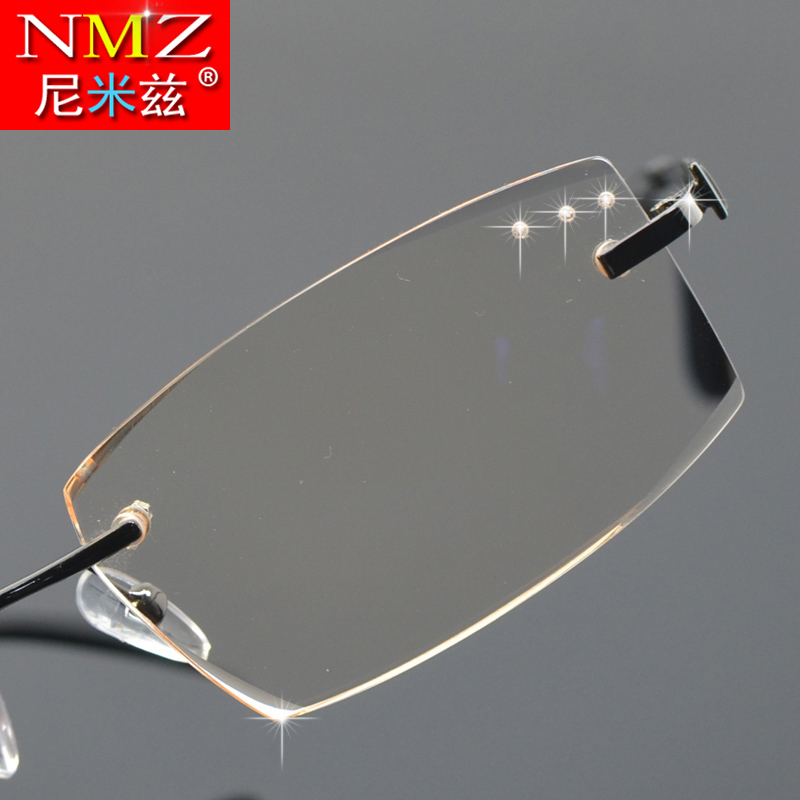 Fashion presbyopic glasses men's high-definition diamond cut edge frameless flower mirror anti-blue light old light glasses hyperopia magnifying glass men