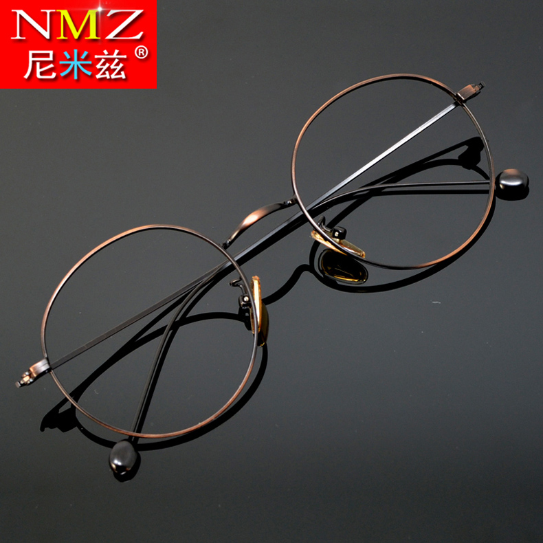 Retro-Eye frames Men's round frame Women's full frame flat mirror matching mirror with small face Near-light frame Korean version Tide Big Frame Light