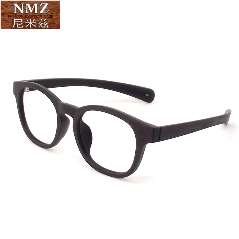 Vintage imitation wood grain TR90 glasses frame female round full frame eye frame decorative flat mirror optical myopia glasses frame male