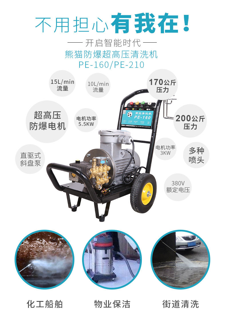 Автомойка 熊猫pe-160/pe-210防爆超高压清洗机专业船舶化工厂 PANDA SOFTWARE