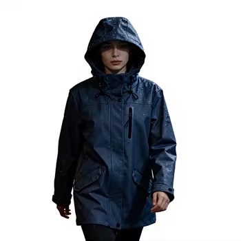 High-Quality Pu Fashionable Women's Jacket Cross-Border Waterproof and Windproof Mountaineering Hiking Fishing Clothing Hooded Jacket