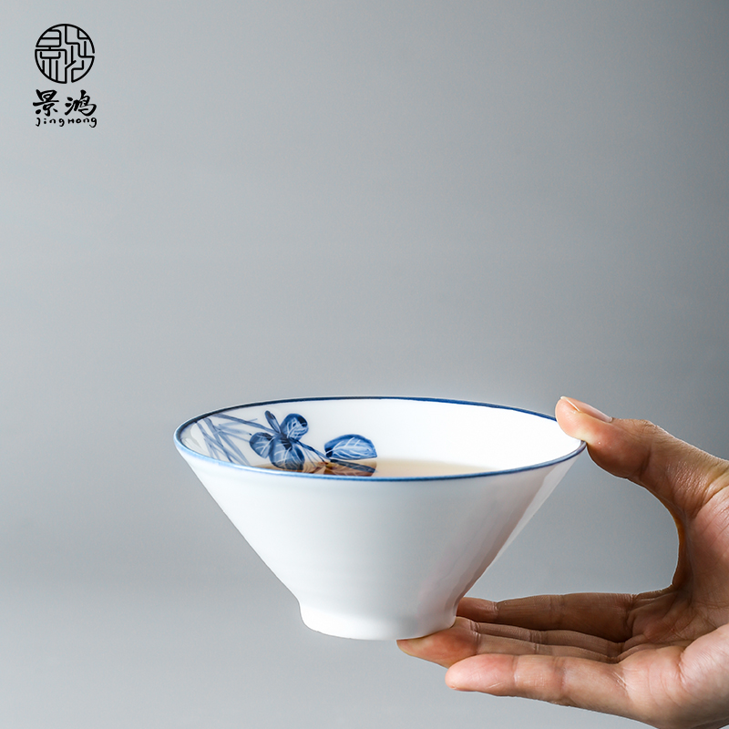 Hand - made home eat Chinese style under the glaze color of jingdezhen hat to bowl bowl Japanese rice bowls bowl Chinese ceramics