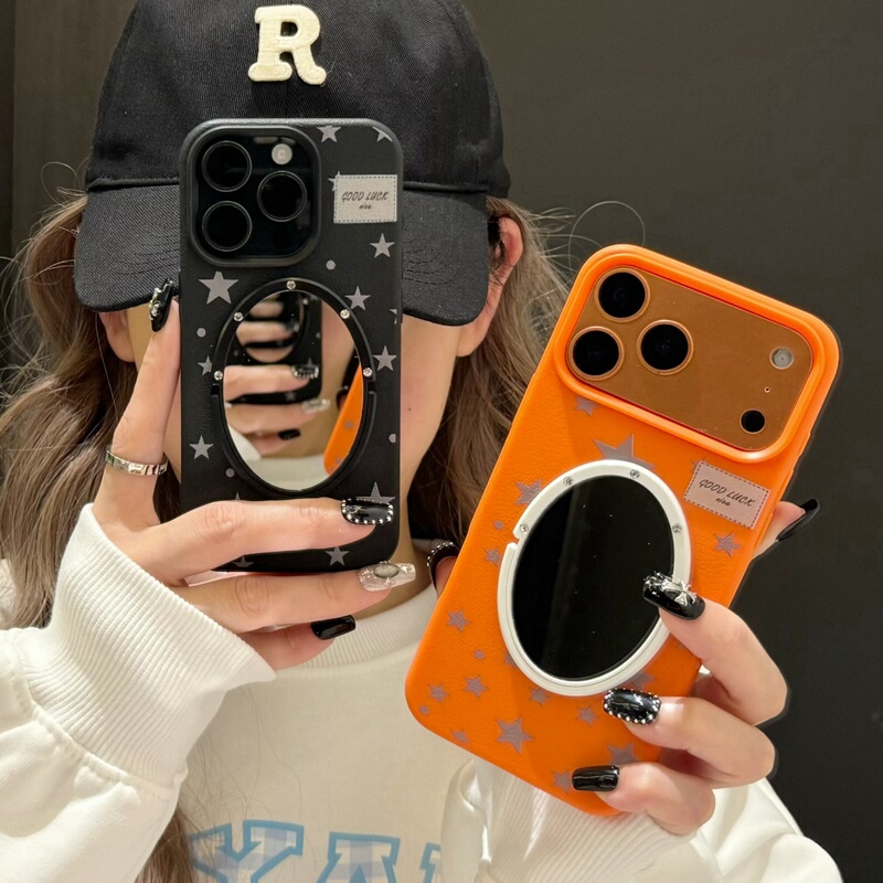 Orange Star Frosted Case Suitable for iPhone 16 /17Promax Mirror Phone Case with Lychee Pattern 13/14 Apple 15Oro Five-Pointed Star Protective Case New Silicone Cover Soft Black and White Ultra-Thin for Women