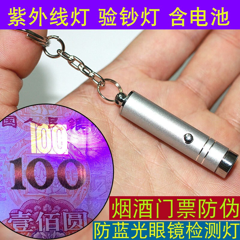 Mini 395 Ultraviolet Flashlight for Counterfeit Detection of Tobacco, Alcohol, and Money, Blue Light Glasses for Detecting Fluorescent Agents