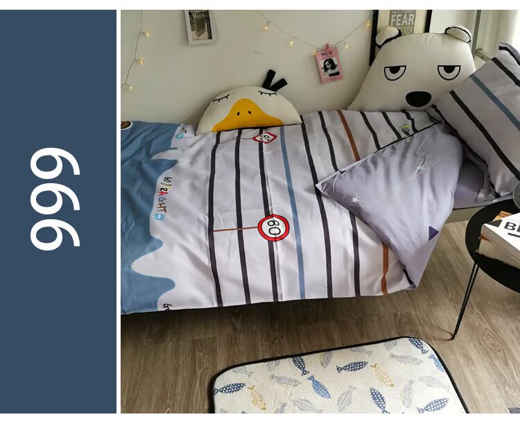 Tide thương hiệu denim vải giường chăn tấm chăn 1.2m Leopard ba mảnh ký túc xá sinh viên độc thân - Khăn trải giường thảm trải giường