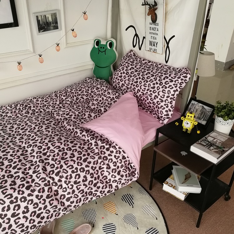 Tide thương hiệu denim vải giường chăn tấm chăn 1.2m Leopard ba mảnh ký túc xá sinh viên độc thân - Khăn trải giường thảm trải giường