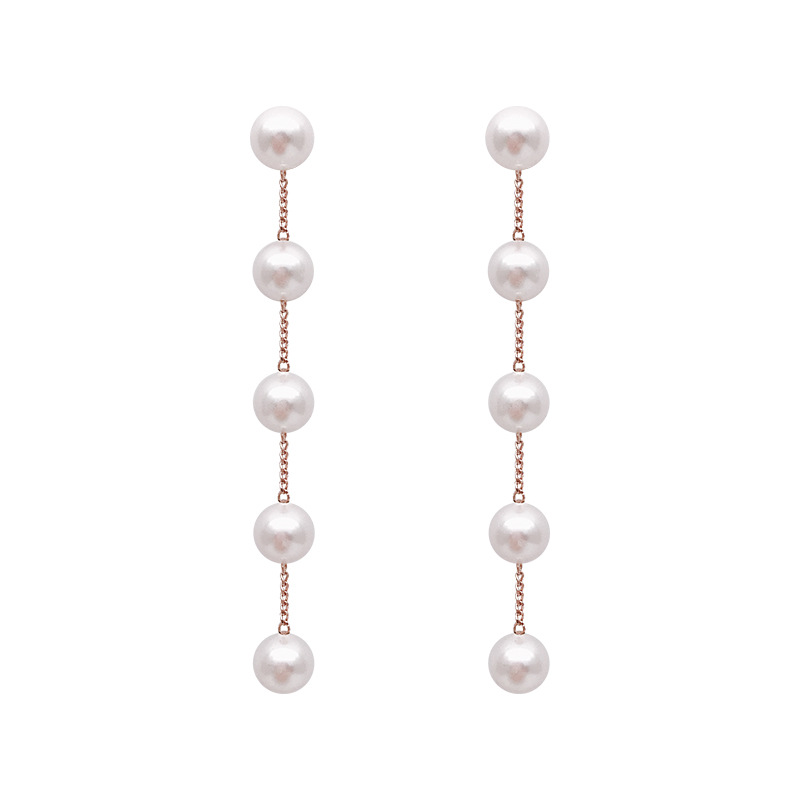 Silver Needle Korean Fashion Internet Celebrity Instagram Charm Pearl Long Chain tassel Earrings Female_voghion.com