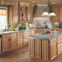 Turan solid wood overall cabinet customization American modern simple kitchen log kitchen cabinet Quartz stone countertop
