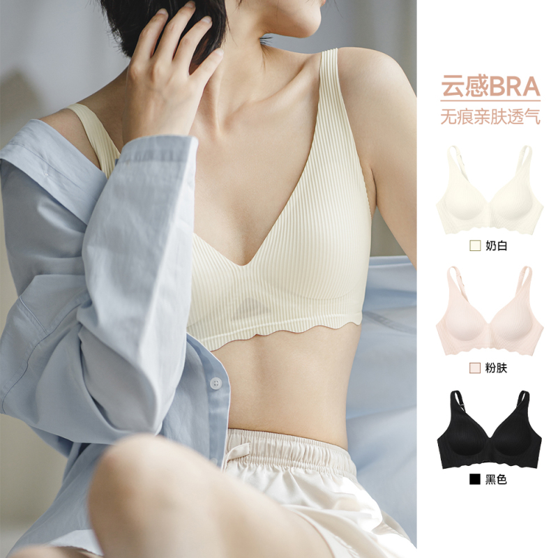 Madden Seamless Underwear for Women with Small Busts, Thin Style, No Empty Cup, Push-Up, No Underwire, Comfortable and Breathable, New French-Style Bra