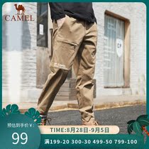 Camel mens clothing 2021 autumn and winter trend young mens loose straight casual pants multi-pocket overalls