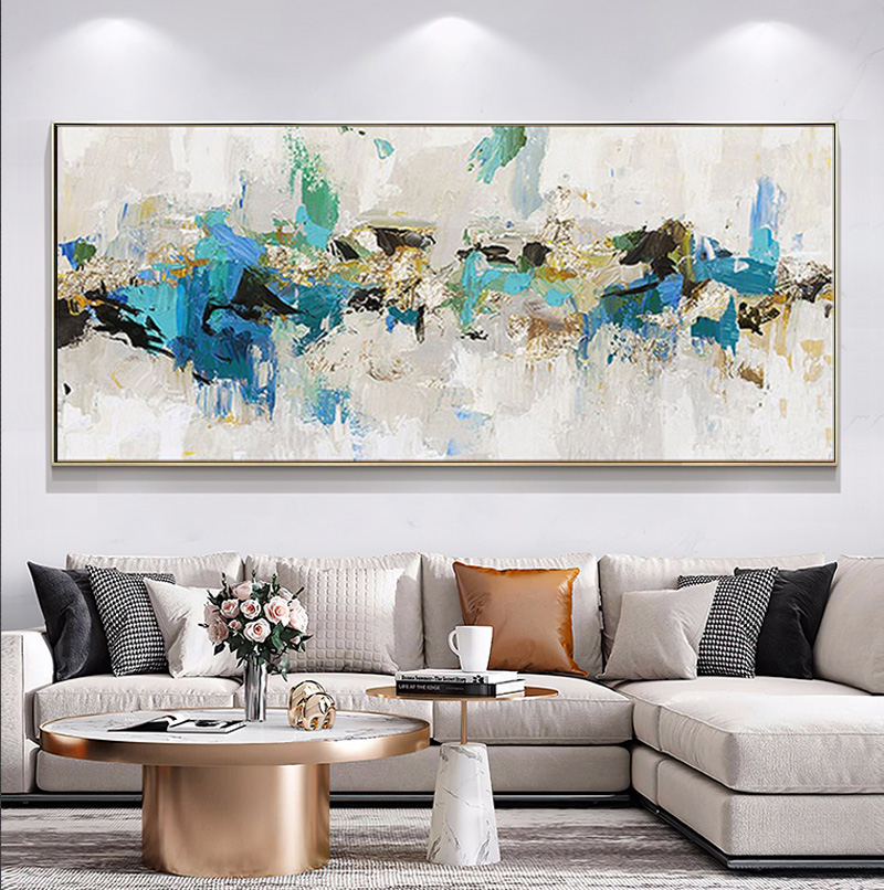 Light Extravagant Abstract Living Room Sofa Background Wall Horizontal Version Decoration Painting Oil Painting Modern Dining Room Bedside Solid Hand Painted Hanging Painting