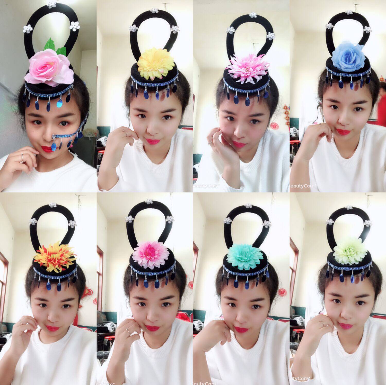 Water sleeve dance maid seven fairies Taoyao headdress classical Jinghong dance flying dance ancient costume Caiwei performance wig