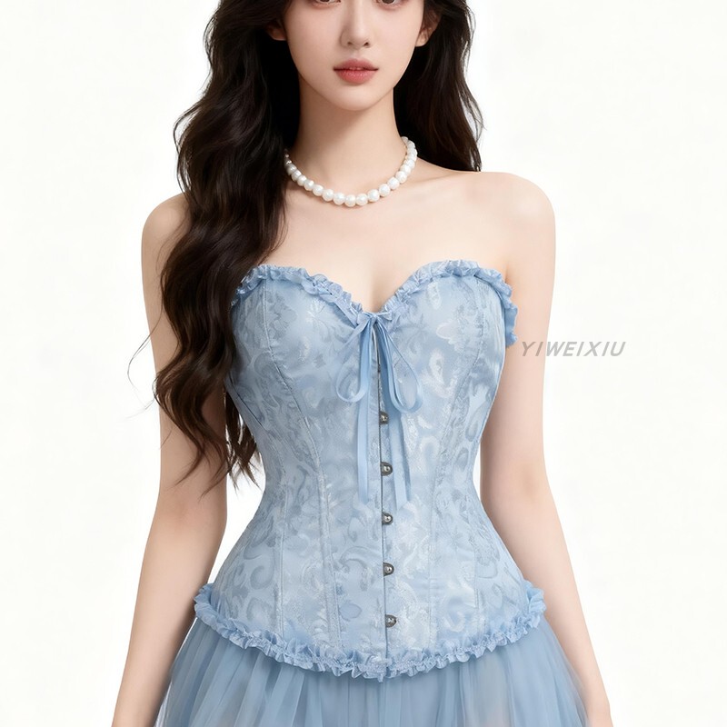 Retro Fishbone Corset Waist-Cinching Bodysuit, Palace-Style Clothing, Breathable, Ultra-Thin, Body-Shaping, Slimming Tube Top Retro Fishbone Corset Waist-Cinching Bodysuit, Palace-Style Clothing, Breathable, Ultra-Thin, Body-Shaping, Slimming Tube Top