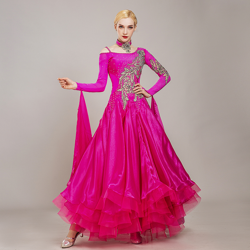 Black blue ballroom dance dresses for women girls Diamond inlaid modern dance dress show dress