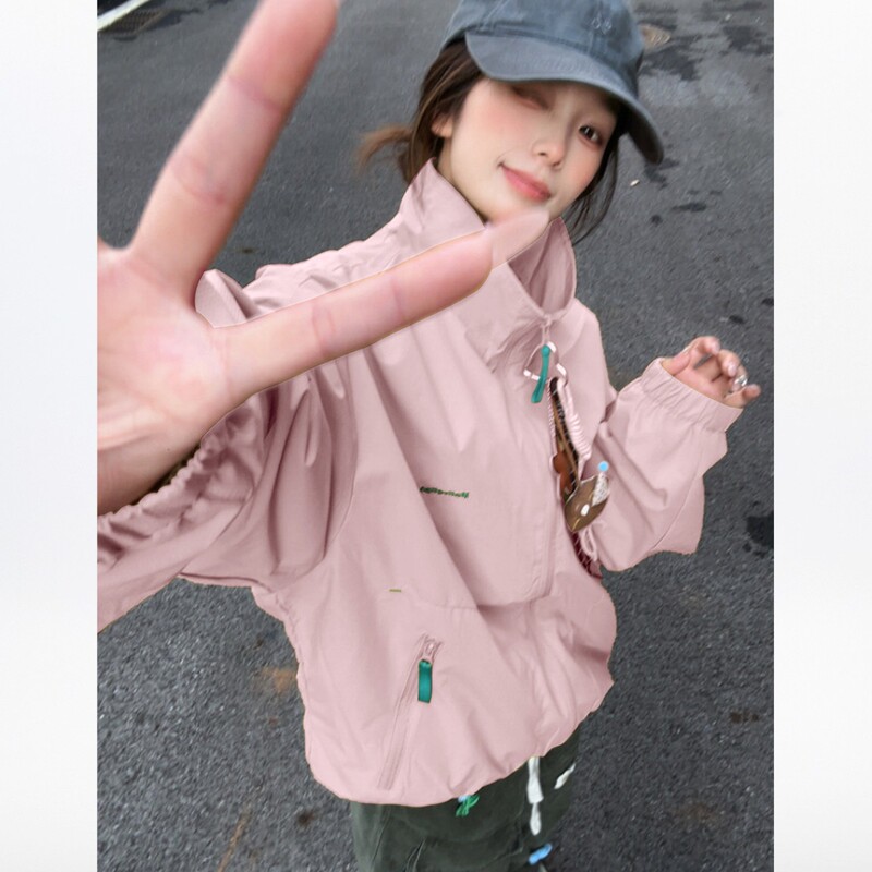 Playboy Pink Jacket for Women 2026 New Early Autumn Super Stylish Outdoor Windproof Baseball Jacket Windbreaker Playboy Pink Jacket for Women 2026 New Early Autumn Super Stylish Outdoor Windproof Baseball Jacket Windbreaker